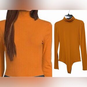 NWT Chelsea & Violet Jessica Knit Ribbed Turtle Neck Long Sleeve Bodysuit, S